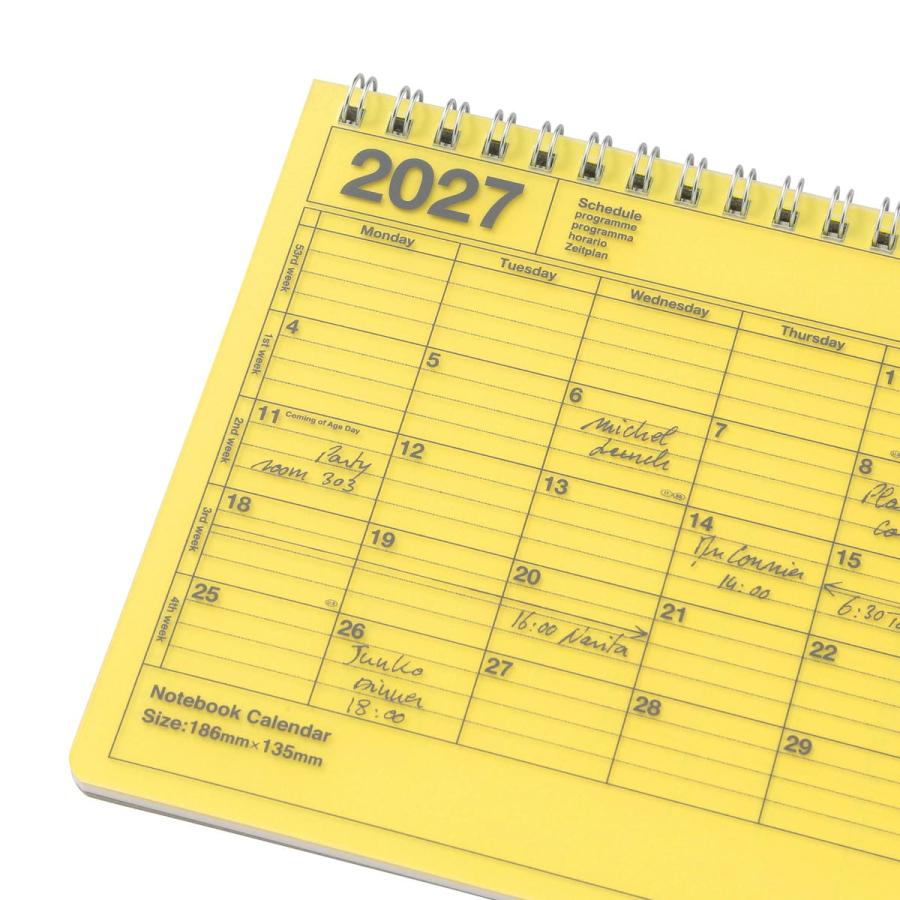 手帳 2027 スケジュール帳 2027年1月始まり 月間ブロック B6変型 ノートブックカレンダー・S おしゃれ シンプル コンパクト 持ち運び 予定管理 マークス | MARK'S | 16