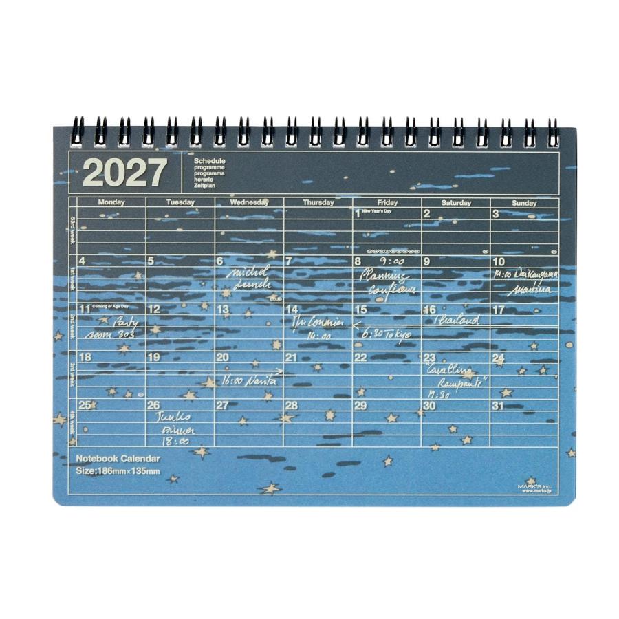 手帳 2027 スケジュール帳 2027年1月始まり 月間ブロック B6変型 ノートブックカレンダー・S/5dock アイデアノート 目標管理 シンプル 持ち運び マークス | MARK'S | 01