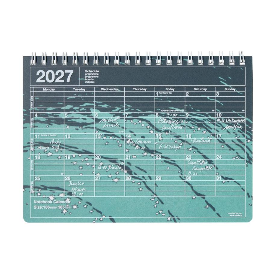 手帳 2027 スケジュール帳 2027年1月始まり 月間ブロック B6変型 ノートブックカレンダー・S/5dock アイデアノート 目標管理 シンプル 持ち運び マークス | MARK'S | 02