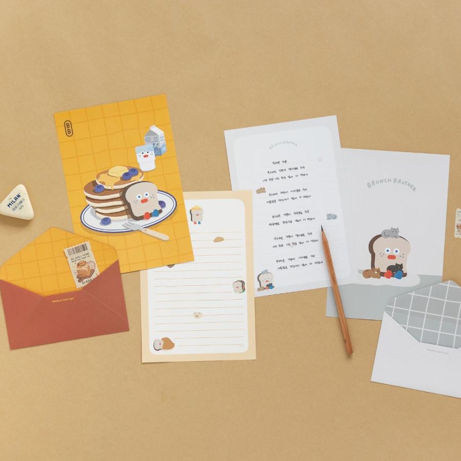 ブランチブラザー レターセット 犬 アニマル マスコット 手紙 封筒セット 韓国雑貨 ROMANE Brunch Brother キャラクター かわいい プレゼント ギフト | MARK'S | 09