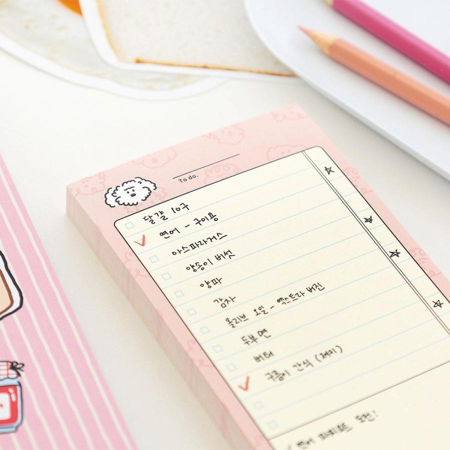 ブランチブラザー メモパッド メモ 100枚 罫線入り キャラクター 文房具 イエロー ピンク ブルー デスクメモ 145×80mm 韓国雑貨 Brunch Brother マークス | MARK'S | 04