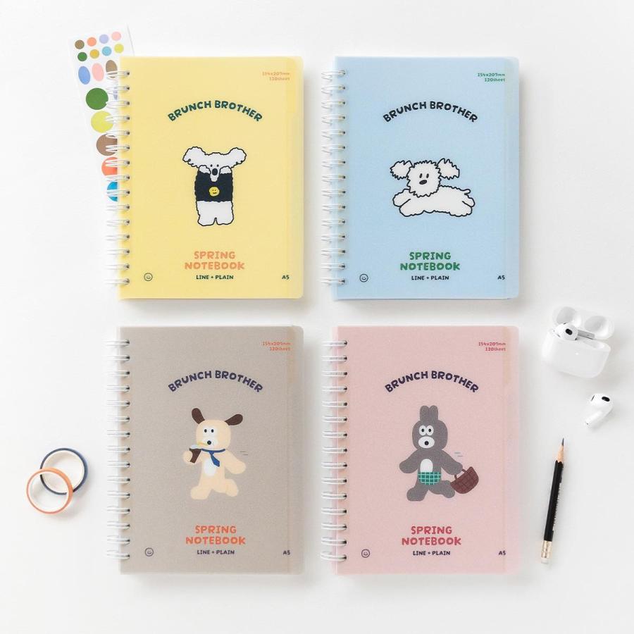 ブランチブラザー リングノート・A5 8mm罫線 無地 インデックス付き 120ページ キャラクター メモ帳 日記 新生活 韓国雑貨 Brunch Brother マークス | MARK'S | 12