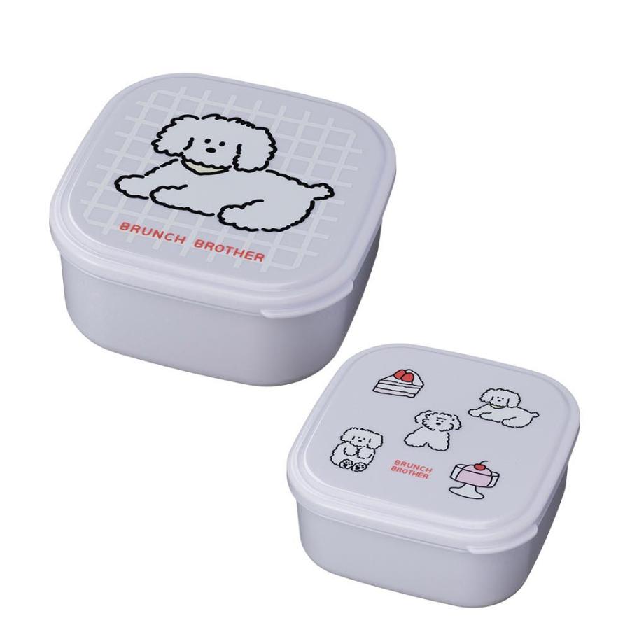 ランチボックス・2Pセット 耐熱 お弁当箱 弁当箱 電子レンジ可 トースト 犬 イヌ 猫 ネコ ROMANE  ブランチブラザー マークス | MARK'S | 02