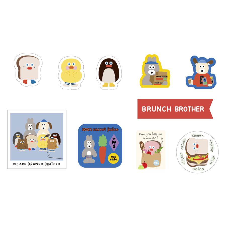 ブランチブラザー ステッカー シール セット パン くま 犬 猫  ROMANE 韓国雑貨 Brunch Brother ブランチブラザー マークス | MARK'S | 01