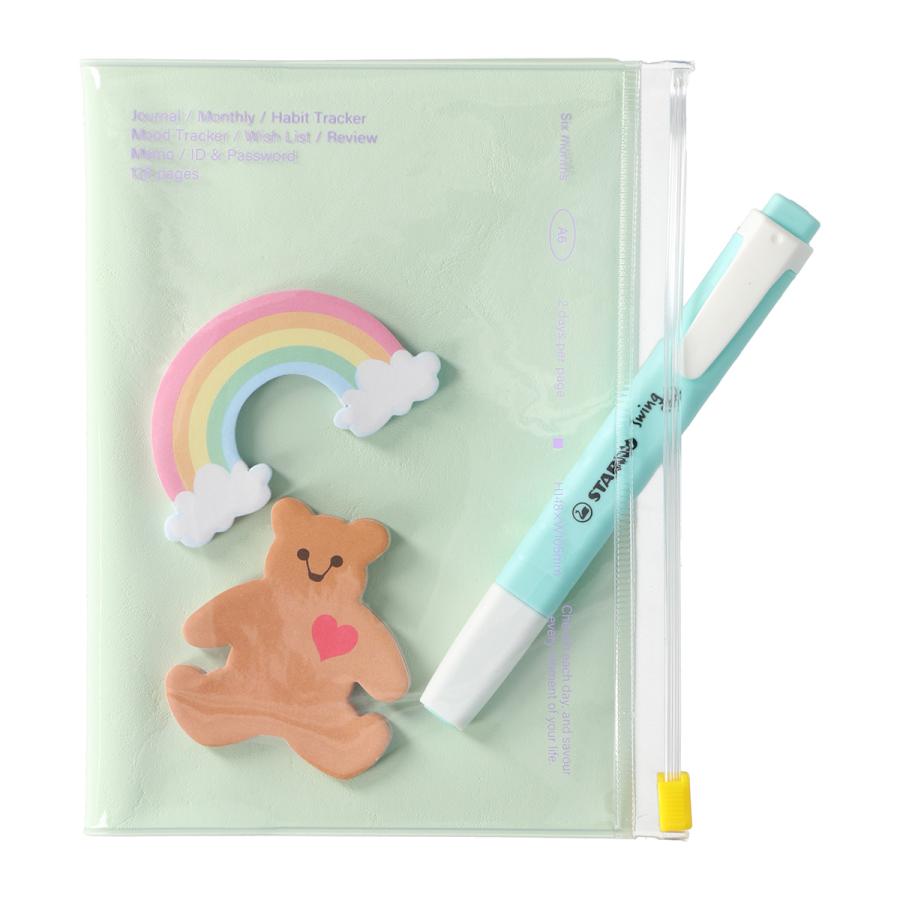 マークス 手帳 スケジュール帳 日付フリー 2日1ページ A6正寸 日付フリー・ウィークリースケジュール クリアスライドジッパー パステルカラー | MARK'S | 12