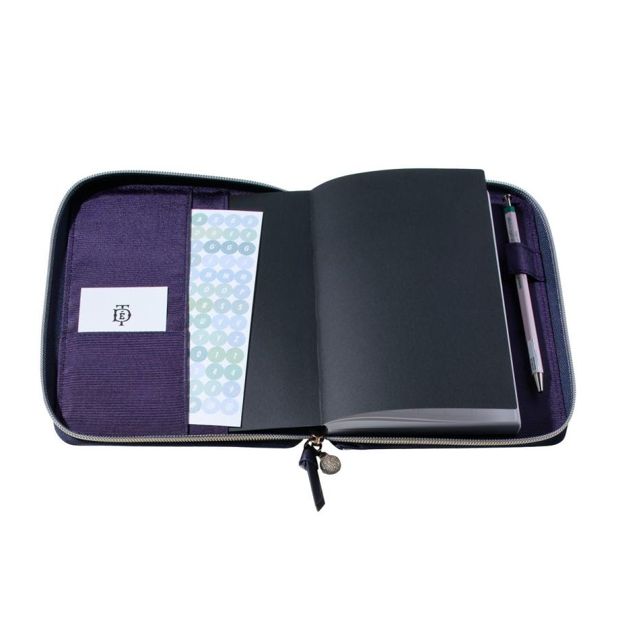 EDiT 手帳カバー  1日1ページ用 B6変型 ダイアリーカバー ポール&ジョー  クリザンテーム・ネイビー ラウンドジップ ペンホルダー付き カードポケット付き | PAUL&JOE | 06