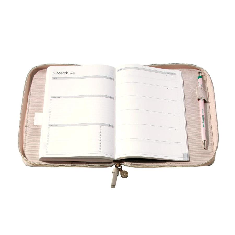 EDiT 手帳カバー  1日1ページ用 B6変型  ダイアリーカバー ポール&ジョー  ベア・ラテ ラウンドジップ ペンホルダー付き カードポケット付き | PAUL&JOE | 05