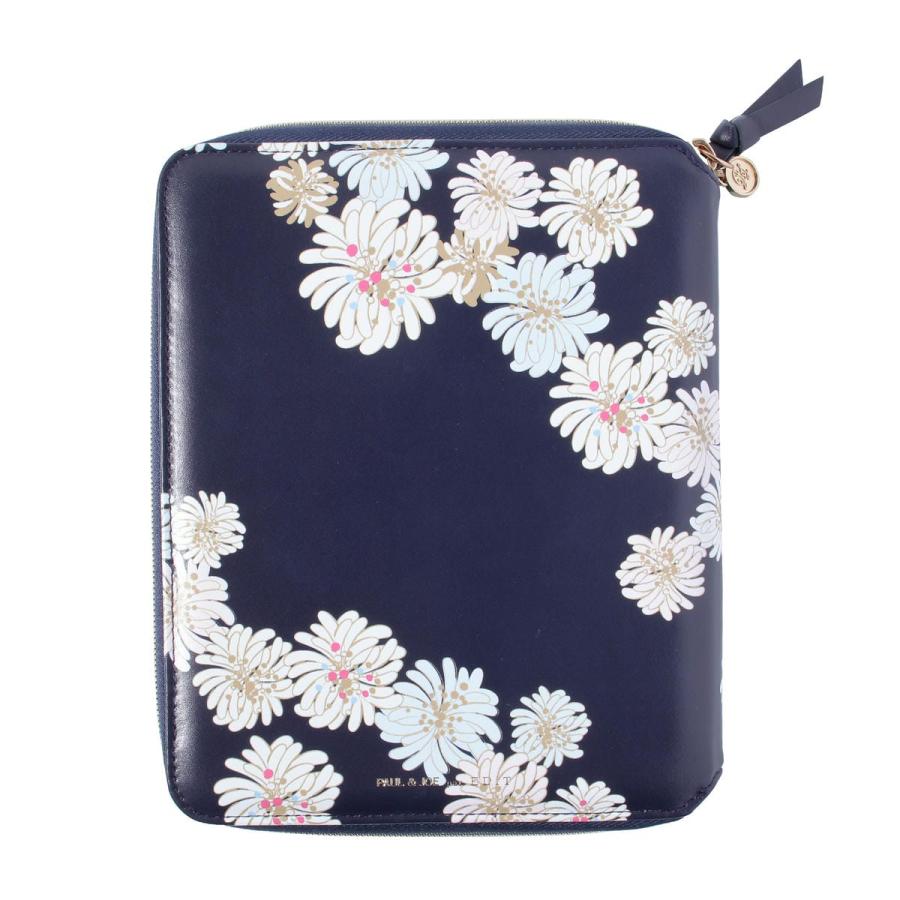 EDiT 手帳カバー 週間ノート用 セミA5 ダイアリーカバー ポール&ジョー  クリザンテーム・ネイビー ラウンドジップ ペンホルダー付き カードポケット付き | PAUL&JOE | 01