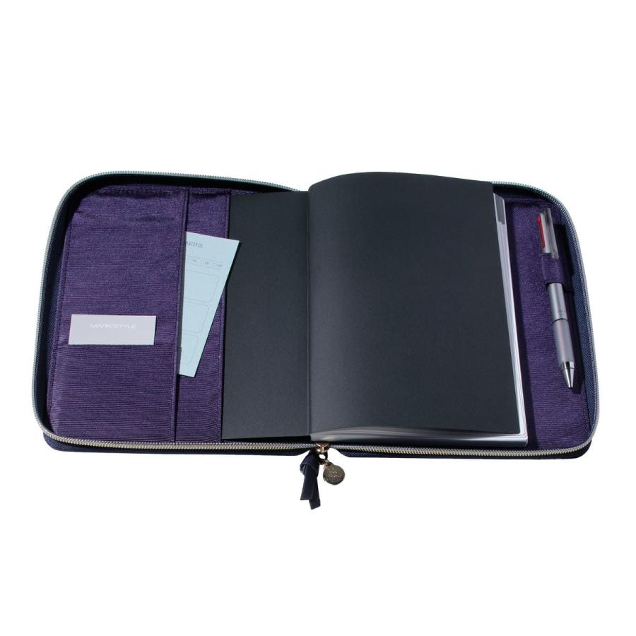 EDiT 手帳カバー 週間ノート用 セミA5 ダイアリーカバー ポール&ジョー  クリザンテーム・ネイビー ラウンドジップ ペンホルダー付き カードポケット付き | PAUL&JOE | 06