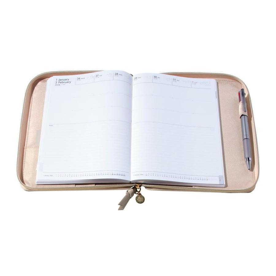 EDiT 手帳カバー 週間ノート用 セミA5 ダイアリーカバー ポール&ジョー  ベア・ラテ ラウンドジップ ペンホルダー付き カードポケット付き | PAUL&JOE | 05