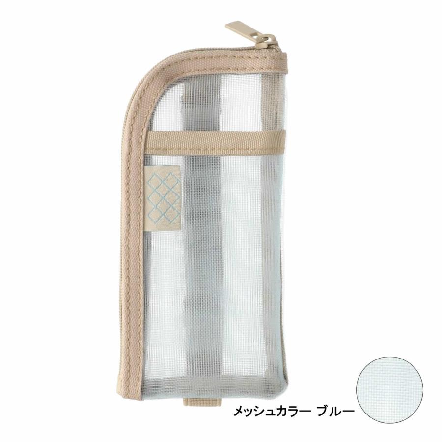 ファンログ 手帳デコ バンド付きメッシュポーチ 文房具 かわいい おしゃれ お道具箱 ポーチ 筆箱 ペンケース ブルー グレー パープル シンプル マークス 推し活 | MARK'S | 01