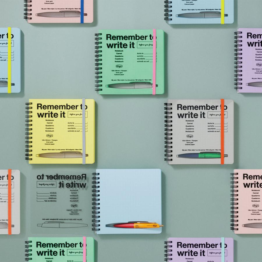 マークスタイル・デイズ 方眼ノート・スクエア ミニノート 128×128mm 5mmグリッド Wリング PVCカバー コンパクト おしゃれ ゴムバンド付き 持ち歩き | MARK'S | 12