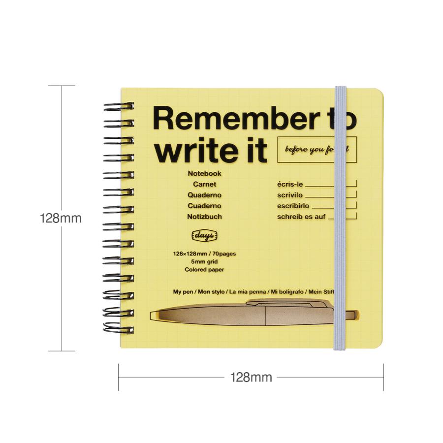 マークスタイル・デイズ 方眼ノート・スクエア ミニノート 128×128mm 5mmグリッド Wリング PVCカバー コンパクト おしゃれ ゴムバンド付き 持ち歩き | MARK'S | 07