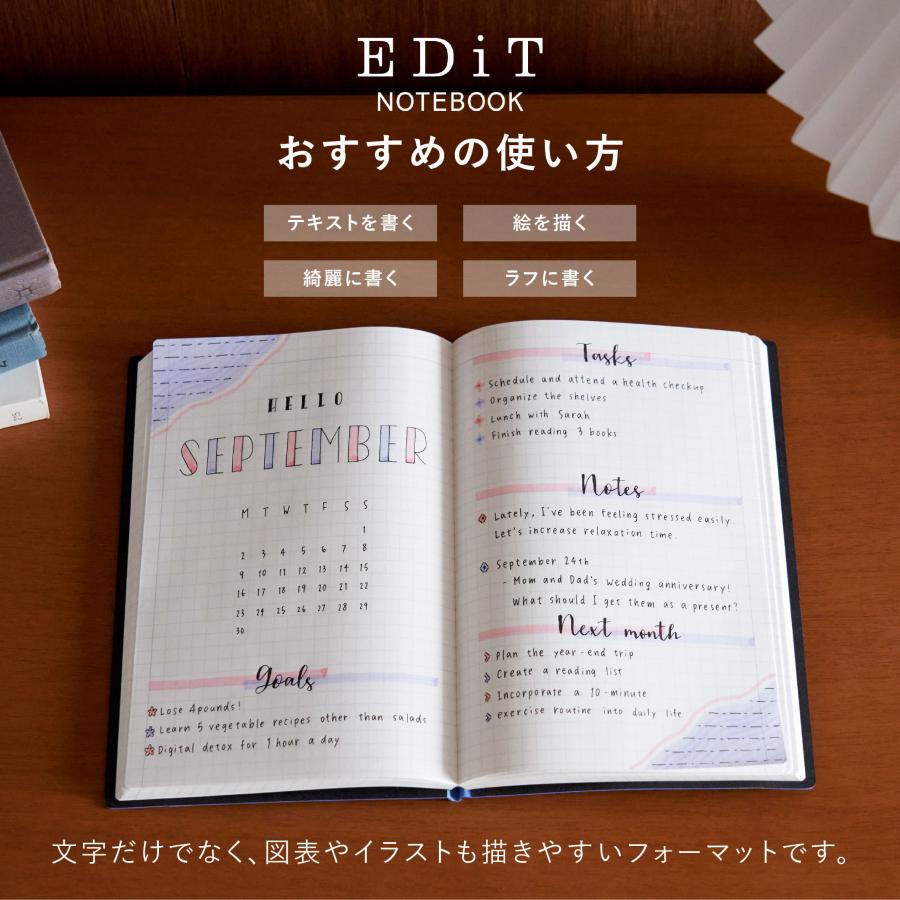 【直営店限定】 手帳用紙を使った方眼ノート・A5正寸 直営店限定カラー日記帳 メモ帳 ビジネス シンプル 大人 5mm方眼 小口カラー EDiT おしゃれ ギフト |  | 10