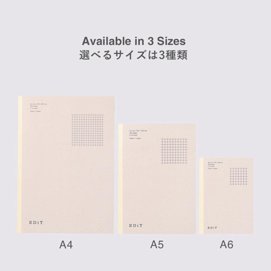 EDiT マークス 手帳用紙を使ったノート・A6・160ページ 5mm方眼罫 7mm横罫 無地 切り離せる 薄い 軽い 薄型 軽量 思考ノート 会議 記録 スケッチ シンプル | MARK'S | 12