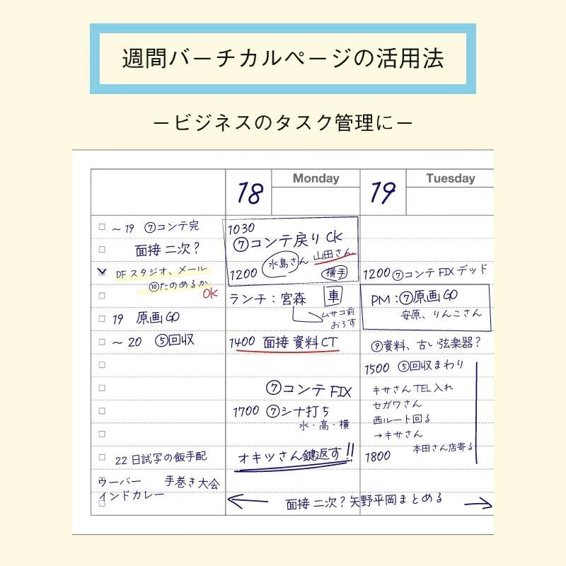 マークス 手帳 スケジュール帳 日付フリー 週間バーチカル A6変型 日付フリー・ウィークリースケジュール 120ページ 58週分 TODO管理 Wリング コンパクト | MARK'S | 14