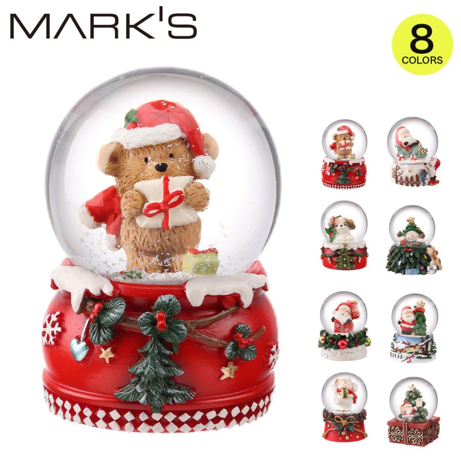 スノードーム・S クリスマス インテリア 雑貨 サンタ スノーマン ツリー ソリ ベア イヌ かわいい 手のひらサイズ 置物 プレゼント ギフト マークス | MARK'S
