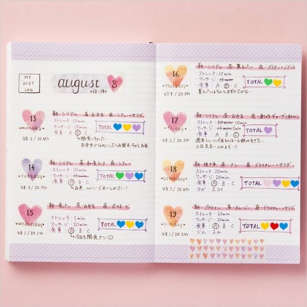 マスキングテープ 手帳 水性ペンで書けるマスキングテープ ミシン目入り 手帳デコ２巻セット マステ 日付柄 ハート Mst Fa09 B Online Mark S 通販 Yahoo ショッピング