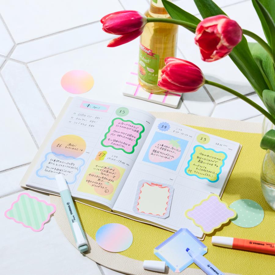 「マステ」 マークス 水性ペンで書けるマスキングテープ・フレーク まる・パターン 手帳デコ シール ステッカー 付せん メモ 全5種 30枚入 日本製 | MARK'S | 02