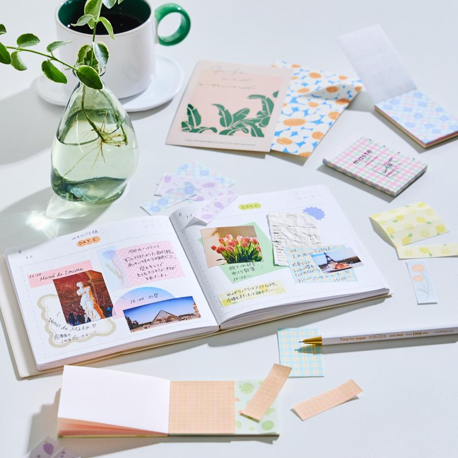 「マステ」 マークス 水性ペンで書けるマスキングテープ・ミシン目入り・シート フラワーB 手帳デコ シール ステッカー メモ 付せん ラベル 全3柄 30枚入 | MARK'S | 02