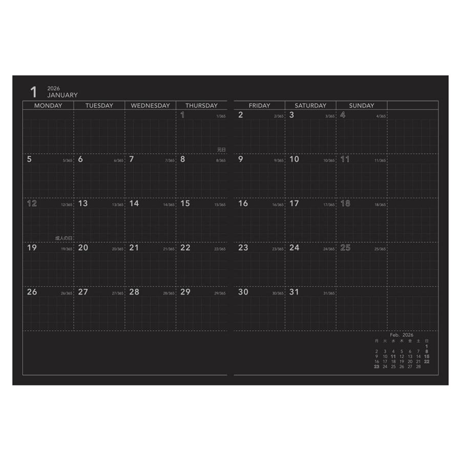 PILOT（パイロット） 手帳 2026 スケジュール帳 2025年12月始まり 月間