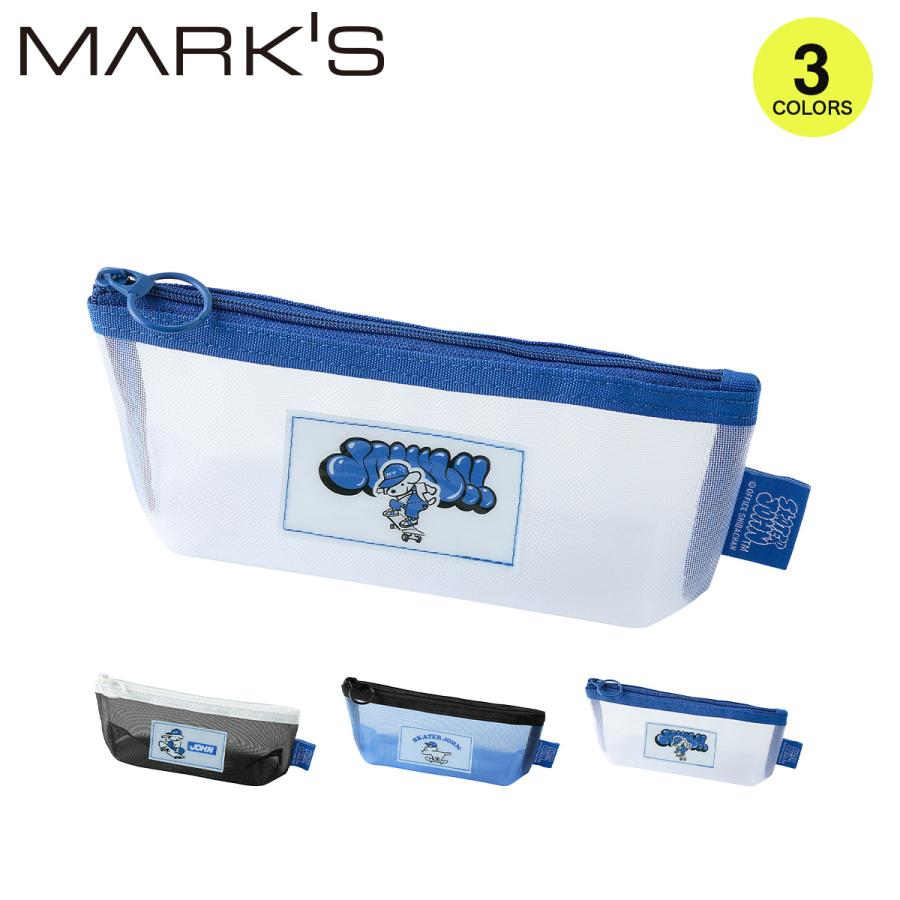 スケータージョン メッシュペンケース 犬 キャラクター 文具 雑貨 スケートボード PVCタグ 小物入れ ペン 文房具 軽量 マークス | MARK'S