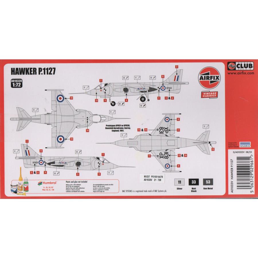 エアフィックス ホーカー P.1127 1/72 : まあくすホビーヤフー
