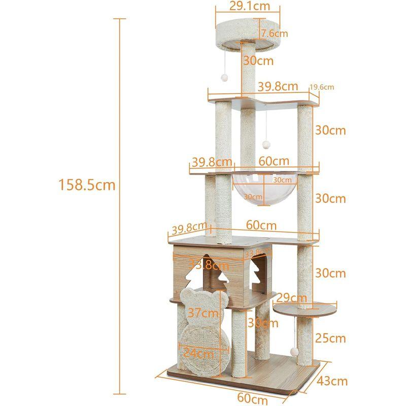 YUCHONG キャットタワー 据え置き 猫タワー 木製 小さな森 猫タワー 宇宙船ハンモック付き 爪とぎポール 春夏秋冬 組み立て簡単 多 猫タワー キャットタワー 据え置き 木製 小さな森 宇宙船ハンモック付き 爪とぎポール 春夏秋冬 組み立て簡単 多