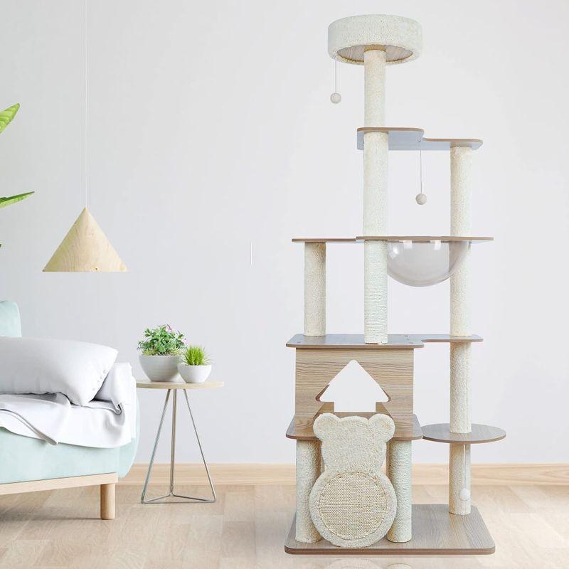 YUCHONG キャットタワー 据え置き 猫タワー 木製 小さな森 猫タワー 宇宙船ハンモック付き 爪とぎポール 春夏秋冬 組み立て簡単 多 猫タワー キャットタワー 据え置き 木製 小さな森 宇宙船ハンモック付き 爪とぎポール 春夏秋冬 組み立て簡単 多