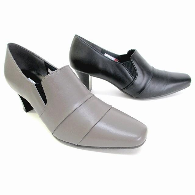 送料無料 ユキコ キミジマ Yukiko Kimijima 8410 レディース スクウェアトゥパンプス 通勤履き 本革 仕事履き ブラック グレー