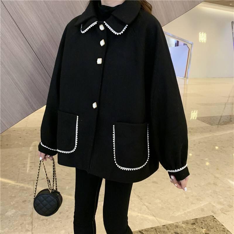 ショート丈コート ミディアムコート 黒 コート アウター ジャケット レディース 秋 冬 10代 代 30代 ショート丈 オーバーサイズ ゆったり 黒 Db0401 Marmelo Sunnyday 通販 Yahoo ショッピング