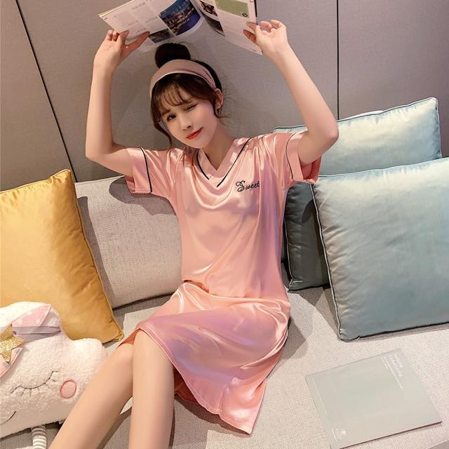 限定製作 ルームウェア レディース 可愛い ワンピース パジャマ 女の子 かわいい 半袖 春 夏 部屋着 寝巻き ネグリジェ ナイトドレス 光沢 Simbcity Net
