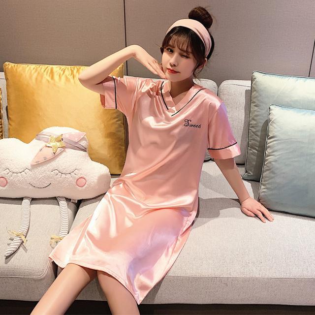 限定製作 ルームウェア レディース 可愛い ワンピース パジャマ 女の子 かわいい 半袖 春 夏 部屋着 寝巻き ネグリジェ ナイトドレス 光沢 Simbcity Net