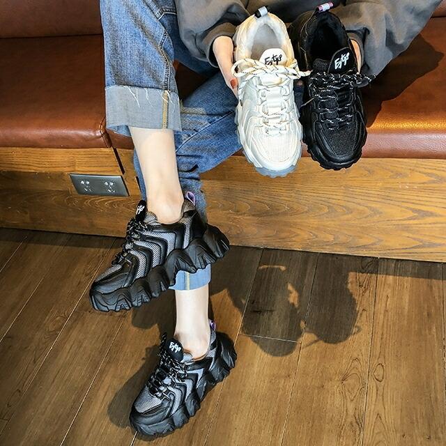 スニーカー レディース シューズ 靴 厚底 スニーカー ダッドシューズ カジュアルシューズ おしゃれ かわいい かっこいい メンズライク 厚底 レースアップ カジュ Db1062 Marmelo Sunnyday 通販 Yahoo ショッピング