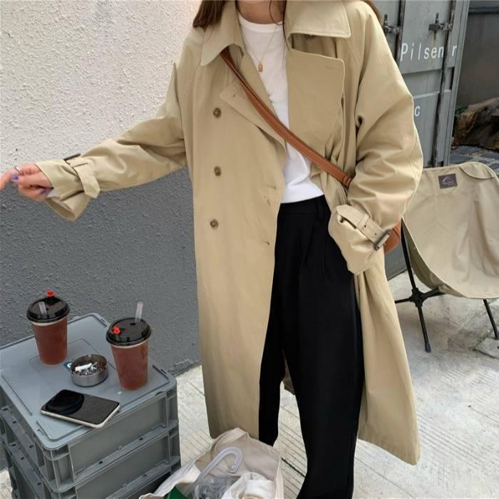 2色 トレンチコート アウター レディース コート ロング 薄手 シンプル 無地 大人カジュアル プチプラ コーデ ウインドブレーカー 長袖 ブラック 黒 カーキ Db1107 Marmelo Sunnyday 通販 Yahoo ショッピング
