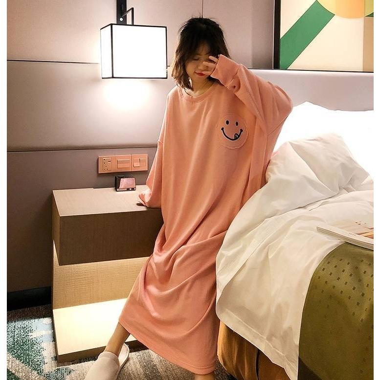 ルームウェア レディース もこもこ かわいい ワンピース パジャマ 秋 冬 ニコちゃん カジュアル 寝巻き 部屋着 ホームウェア もこもこ フリース 大きいサイズ Xl Db1257 Marmelo Sunnyday 通販 Yahoo ショッピング