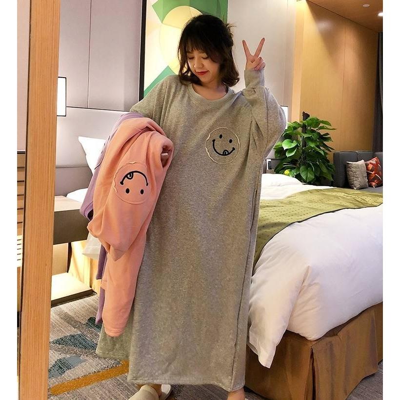 ルームウェア レディース もこもこ かわいい ワンピース パジャマ 秋 冬 ニコちゃん カジュアル 寝巻き 部屋着 ホームウェア もこもこ フリース 大きいサイズ Xl Db1257 Marmelo Sunnyday 通販 Yahoo ショッピング