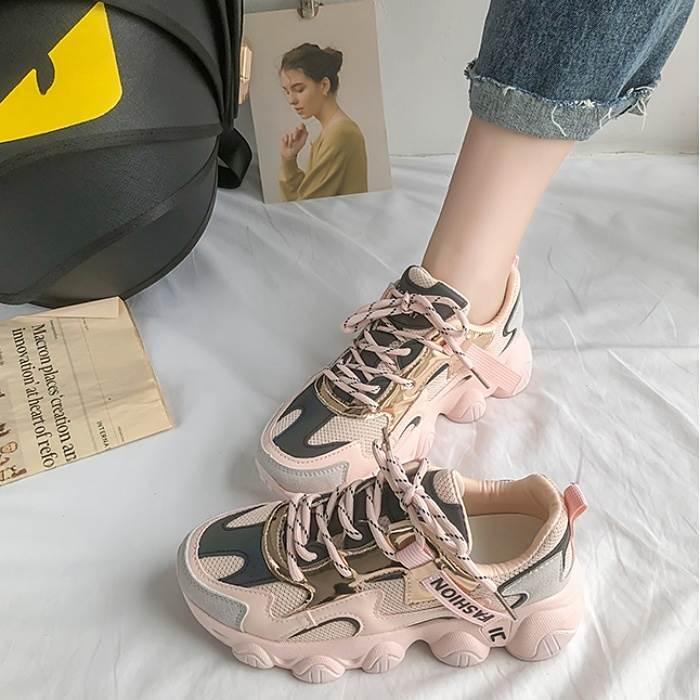 シューズ レディース 靴 クツ くつ スニーカー 紐靴 ダッドスニーカー ボリュームスニーカー 厚底 フラット かわいい 大人可愛い おしゃれ ルーズ レトロ 正規販売店