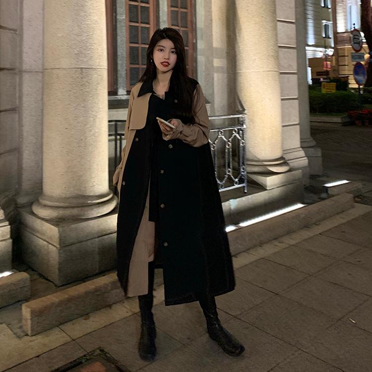 2色 アウター コート レディース ロング トレンチコート 春 秋 ブラック 黒 カーキ バイカラー アシンメトリー 個性的 きれいめ 高見え ボタン ダブルブレスト Db1760 Marmelo Sunnyday 通販 Yahoo ショッピング