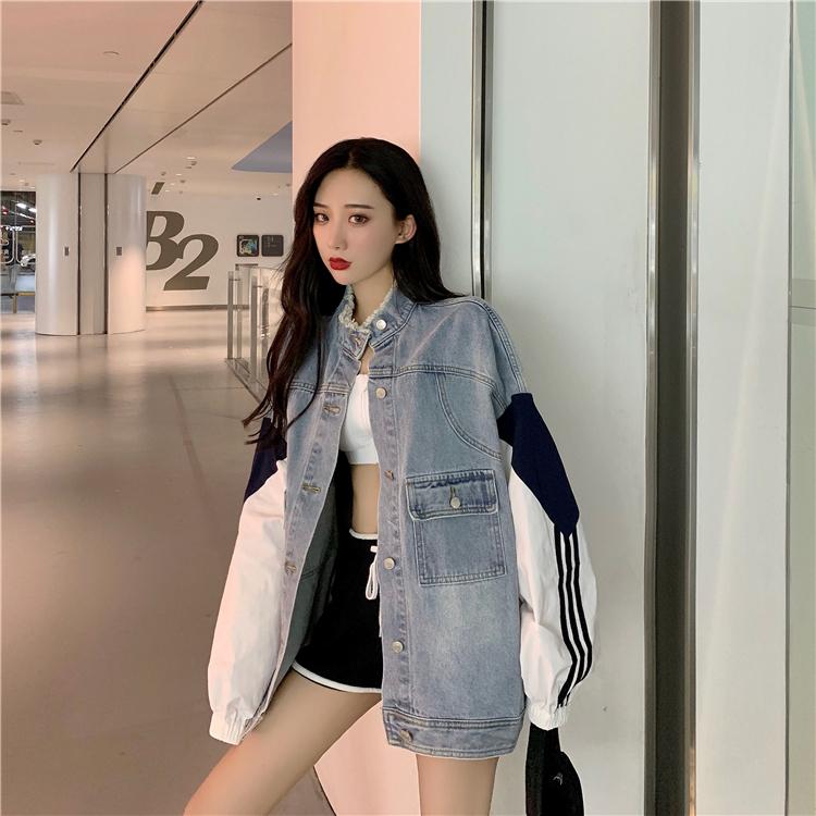 アウター デニム ジャケット レディース おしゃれ 大人可愛い 切り替え デザイン 個性的 ブルゾン 長袖 S M L Xl レトロ スポーティー 大きめ オーバーサイズ Db1814 Marmelo Sunnyday 通販 Yahoo ショッピング