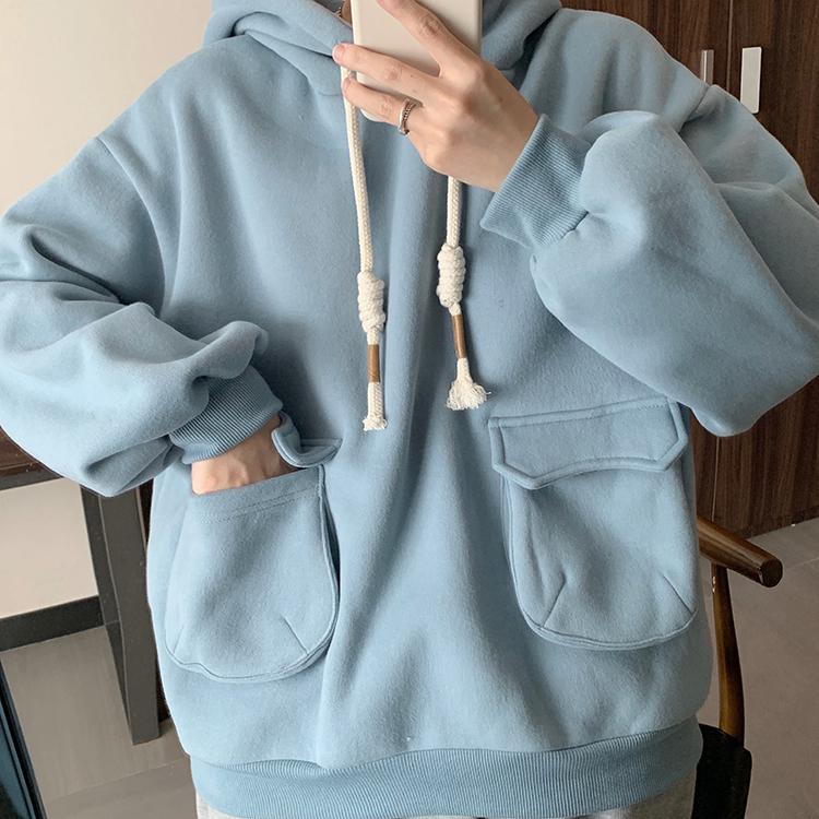 5色 フーディー パーカー レディース ビッグポケット フード付き トップス 個性的 カラバリ アプリコット ブルー 青 レッド 赤 イエロー 黄色 ブラック 黒 長袖 Db86 Marmelo Sunnyday 通販 Yahoo ショッピング