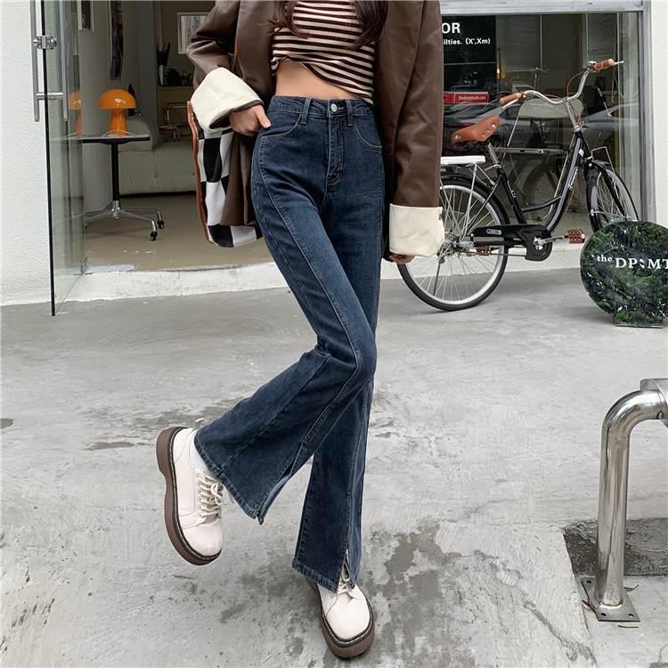 デニム レディース パンツ デニムパンツ ロング ハイウエスト スボン ブルーデニム モード系 クール系 大きいサイズ 体型カバー ブーツカット 定番 脚長 美脚 Db2678 Marmelo Sunnyday 通販 Yahoo ショッピング