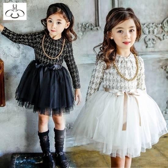 子供ドレス キッズワンピース 発表会 結婚式 長袖 秋 冬 おしゃれ 安い 韓国 子供服 女の子 100 110 1 130 140 黒 白 ツイード調 K0003 Marmelo Sunnyday 通販 Yahoo ショッピング