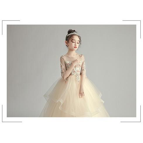 子供 ドレス ロング プリンセス 黄色 可愛い キッズドレス ピアノ 発表会 女の子 ドレス ロング 結婚式 フォーマル おしゃれ 袖あり 花 シャンパン 大人カラー A Kd0070 Marmelo Sunnyday 通販 Yahoo ショッピング