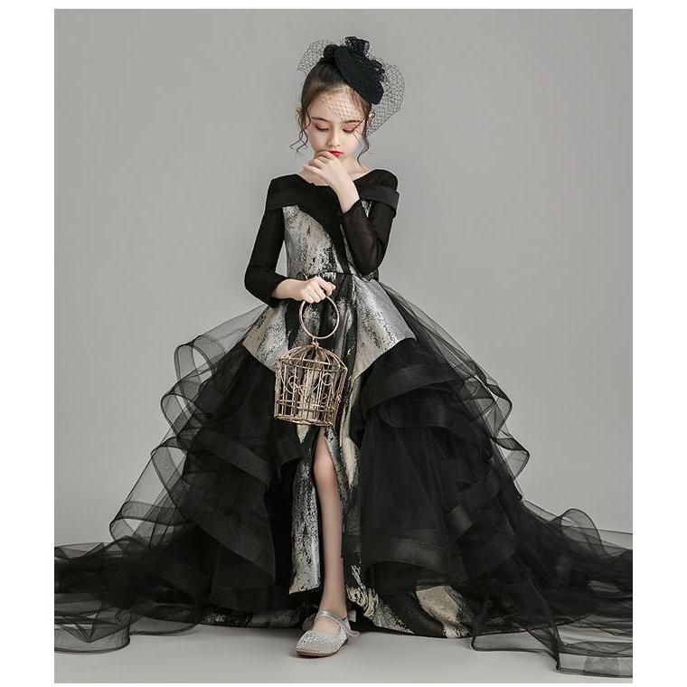 子供 ドレス ロング プリンセス 大人っぽい 黒 かっこいい バイカラー キッズドレス ピアノ 発表会 女の子 ドレス ロング 結婚式 フォーマル 子供服 フレア Kd0075 Marmelo Sunnyday 通販 Yahoo ショッピング