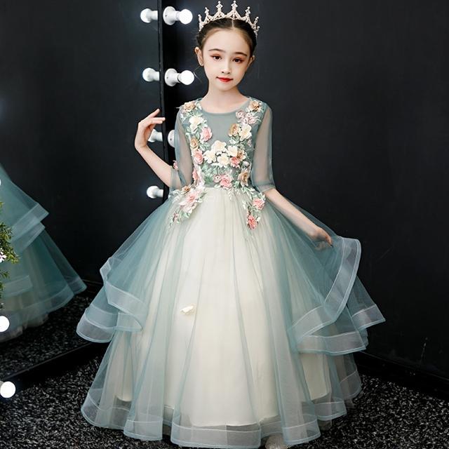子供 ドレス ロング プリンセス グリーン 大人っぽい ロングドレス キッズドレス ピアノ 発表会 女の子 誕生日 ニュアンスカラー 子ども 結婚式 フォーマル 子供 Kd0081 Marmelo Sunnyday 通販 Yahoo ショッピング