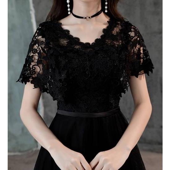 パーティードレス ロング 結婚式 パーティードレス 袖あり ロング パーティードレス 結婚式 黒 レース ワンピース レース ロングドレス 結婚式 お呼ばれ 演 No1385 Marmelo Sunnyday 通販 Yahoo ショッピング