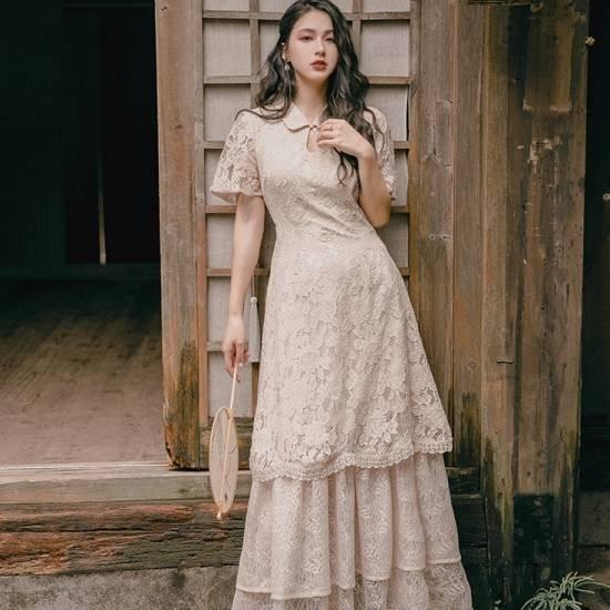 パーティードレス ワンピース ドレス 結婚式 お呼ばれ ロング 花柄 総レース 切り替え レトロ 半袖 春 夏 10代 代 30代 二次会 可愛い きれいめ No1876 Marmelo Sunnyday 通販 Yahoo ショッピング