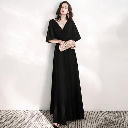 パーティードレス ロング ドレス 黒 袖あり フォーマル 大きいサイズ 演奏会 ドレス 大人 ピアノ 発表会 カシュクール かっこいい きれいめ シンプル 無地 二の No1925 Marmelo Sunnyday 通販 Yahoo ショッピング