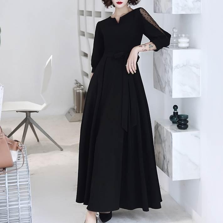 ロング ドレス パーティードレス 個性的 黒 袖あり シフォン 透け感 結婚式 二次会 お呼ばれ フォーマル 演奏会 ピアノ 発表会 ドレス 大人 かっこいい 可愛い No2225 Marmelo Sunnyday 通販 Yahoo ショッピング